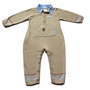 VTG Laura Ashley Baby Boy Western Dog Sheriff Knit One Piece Overalls 18 Months